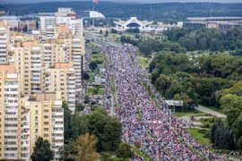 Một cuộc biểu tình ở Minsk, Belarus. (Nguồn: AFP)