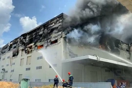 Hiện trường nơi xảy ra vụ cháy. (Ảnh: Huyền Trang/TTXVN)