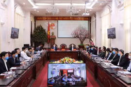 Hội nghị trực tuyến tại hơn 150 điểm cầu trong toàn tỉnh. (Ảnh: Đức Phương/TTXVN)