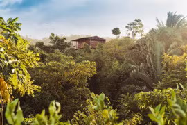 Lưu trú giữa không gian xanh, sử dụng nguyên liệu tại địa phương là hai trong những yếu tố thực hành bền vững cho các cơ sở lưu trú. (Ảnh: PV/Vietnam+)