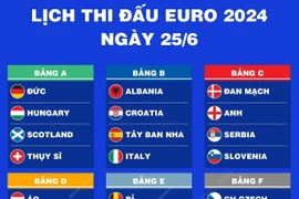 EURO 2024: Lịch thi đấu ngày 25/6 