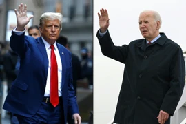 Tổng thống Mỹ Joe Biden (phải) và cựu Tổng thống Donald Trump. (Ảnh: AFP/TTXVN)