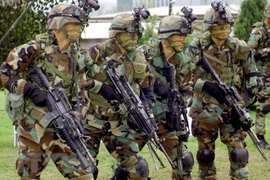 Binh sỹ Mỹ tại tại căn cứ quân sự Yongsan ở Soeul, Hàn Quốc. (Nguồn: AFP/TTXVN)