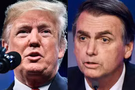 Tổng thống Mỹ Donald Trump (trái) và Tổng thống Brazil đắc cử Jair Bolsonaro. (Ảnh: AFP/TTXVN)
