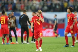Nỗi buồn của tiền đạo Bỉ Dries Mertens khi đội nhà phải dừng bước tại vòng bán kết World Cup 2018 trước đội Pháp ở Saint Petersburg (Nga), ngày 11/7. (Nguồn: THX/TTXVN)
