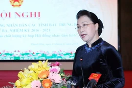 Chủ tịch Quốc hội Nguyễn Thị Kim Ngân phát biểu tại hội nghị. (Ảnh: Trọng Đức/TTXVN) 