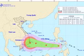 Hình ảnh đường đi và vị trí cơn bão. (Nguồn: nchmf.gov.vn)