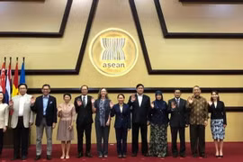 Các đại biểu chụp ảnh lưu niệm. (Ảnh: Đỗ Quyên/Vietnam+)