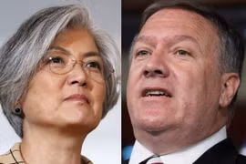 Ngoại trưởng Hàn Quốc Kang Kyung-wha (trái) và người đồng cấp Mỹ Mike Pompeo. (Nguồn: AP)