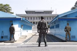 Quang cảnh khu vực tuần tra chung (JSA) trong làng đình chiến Panmunjom ở thành phố biên giới Paju, Hàn Quốc. (Ảnh: EPA/ TTXVN) 