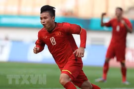Tiền vệ Quang Hải. (Ảnh: Hoàng Linh/TTXVN)