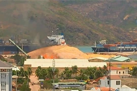 Cháy lớn tại khu vực tập kết gỗ súc trong cảng Quy Nhơn