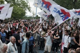 Công nhân Hy Lạp biểu tình. (Nguồn: AP)