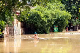 Thành phố Hà Giang có nhiều điểm úng ngập gần tới đầu người