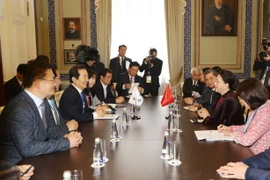  Chủ tịch Quốc hội Nguyễn Thị Kim Ngân tiếp Chủ tịch Quốc hội Hàn Quốc Chung Sye-kyun. (Ảnh: Trọng Đức/TTXVN)