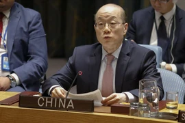 Đại sứ Trung Quốc tại LHQ Lưu Kết Nhất trong phiên họp của Hội đồng Bảo an LHQ ở New York (Mỹ) ngày 29/8. (Nguồn: AFP/TTXVN)