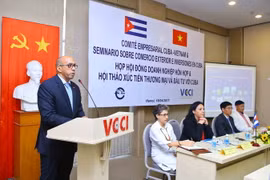 Đại sứ đặc mệnh toàn quyền Cộng hòa Cuba tại Việt Nam Herminio Lopez Diaz phát biểu. (Ảnh: Minh Quyết/TTXVN)