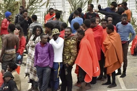 Người di cư tại khu vực hàng rào giữa Maroc và vùng lãnh thổ Ceuta của Tây Ban Nha ngày 9/12/2016. (Nguồn: AP/TTXVN)