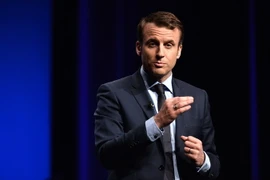 Ứng cử viên Tổng thống Emmanuel Macron trong một sự kiện ở Angers, miền tây Pháp ngày 28/2. (Nguồn: AFP/TTXVN)