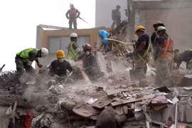 Cảnh đổ nát sau trận động đất ở Mexico City, Mexico, ngày 25/9. (Nguồn: THX/TTXVN)