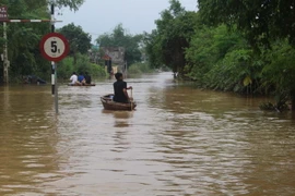 Ngập lụt tại Thạch Định, huyện Thạch Thành ngày 13/10. (Ảnh: Khiếu Tư/TTXVN)