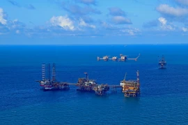  Các giàn khoan của Liên doanh Vietsovpetro tại mỏ Bạch Hổ. (Ảnh: Huy Hùng/TTXVN)