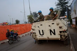 Binh sỹ MONUSCO tuần tra tại phía đông thủ phủ Goma, Bắc Kivu. (Nguồn: AFP/TTXVN)