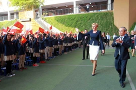 Phu nhân Agata Kornhauser-Duda đến dự buổi lễ. (Ảnh: An Đăng/TTXVN)