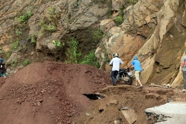 Mưa lớn kéo dài gây ra tình trạng sạt lở nguy hiểm ở nhiều tỉnh miền núi phía Bắc. Ảnh minh họa. (Nguồn: Tuấn Anh/TTXVN)