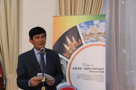 Đại sứ Nguyễn Hoành Năm, Trưởng Phái đoàn Việt Nam tại ASEAN phát biểu tại buổi lễ. (Ảnh: Đỗ Quyên/Vietnam+)