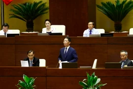 Bộ trưởng Bộ Công thương Trần Tuấn Anh giải trình ý kiến của đại biểu Quốc hội về dự án Luật quản lý ngoại thương. (Ảnh: An Đăng/TTXVN)