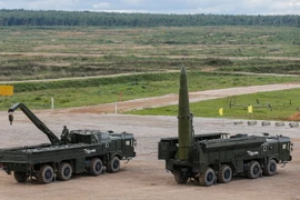 Tên lửa chiến thuật Iskander-M của quân đội Nga trong cuộc diễn tập tại Kubinka, Nga. (Nguồn: EPA/TTXVN)