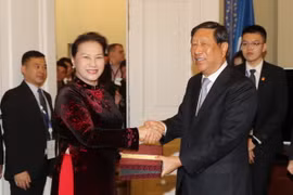 Chủ tịch Quốc hội Nguyễn Thị Kim Ngân tiếp Phó Chủ tịch Nhân đại Trung Quốc Trường Bình. (Ảnh: Trọng Đức/TTXVN)