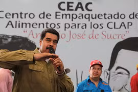 ổng thống Venezuela Nicolás Maduro (trái) phát biểu tại một sự kiện ở Cumana ngày 1/3. (Nguồn: EPA/TTXVN)