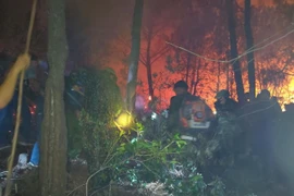 Các lực lượng chức năng tham gia khống chế một đám cháy. (Ảnh : TTXVN phát)