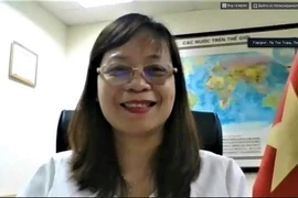 Quyền Vụ trưởng Vụ Nga-Đông Âu-Trung Á, Ban Đối ngoại Trung ương Đảng Cộng sản Việt Nam bà Lê Thị Thanh Lý tham dự hội thảo. (Ảnh: Bùi Duy Trinh/TTXVN)