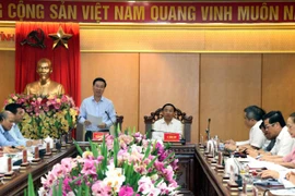 Đồng chí Võ Văn Thưởng, Trưởng Ban Tuyên giáo Trung ương phát biểu tại buổi làm việc. (Ảnh: Công Tường/TTXVN)