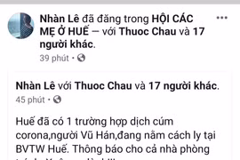 Bác bỏ thông tin dịch bệnh viêm phổi do virus corona xuất hiện tại Huế
