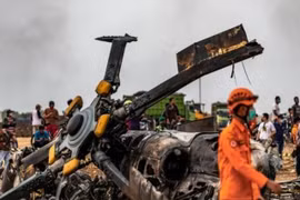 Hiện trường vụ rơi trực thăng ở Indonesia. (Nguồn: defenseworld.net)
