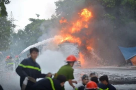 Hiện trường vụ cháy. (Ảnh: Lê Minh Sơn/Vietnam+)