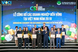 VCCI công bố bảng xếp hạng 100 doanh nghiệp bền vững năm 2018, ngày 22/11. (Ảnh: BTC)