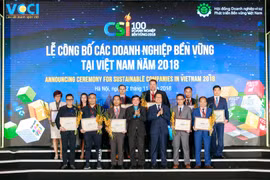 VCCI công bố bảng xếp hạng 100 doanh nghiệp bền vững năm 2018, ngày 22/11. (Ảnh: BTC)