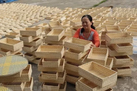 Làng nghề truyền thống mây tre đan Phú Vinh. (Nguồn: TTXVN)
