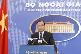 Người phát ngôn Bộ Ngoại giao Lê Hải Bình phát biểu tại buổi họp báo. (Ảnh: An Đăng/TTXVN)
