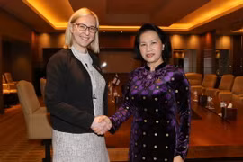 Chủ tịch Quốc hội Nguyễn Thị Kim Ngân tiếp Chủ tịch Quốc hội Phần Lan, H.E Maria Lohela. (Ảnh: Trọng Đức/TTXVN)