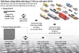 Việt Nam nhập khẩu ôtô tăng 113% so với năm 2018.