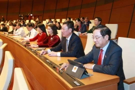 Đại biểu Quốc hội ấn nút thông qua Nghị quyết. (Ảnh: Doãn Tấn/TTXVN)