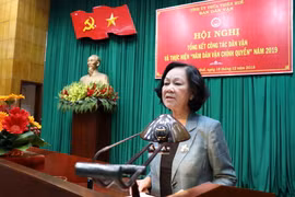 Trưởng Ban Dân vận Trung ương Trương Thị Mai phát biểu chỉ đạo tại Hội nghị. (Ảnh: Đỗ Văn Trưởng/TTXVN)
