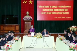 Chủ tịch Quốc hội Nguyễn Thị Kim Ngân phát biểu kết luận buổi làm việc. (Ảnh: Trọng Đức/TTXVN)