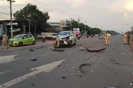 Hiện trường vụ tai nạn. (Ảnh: Đậu Tất Thành/Vietnam+)